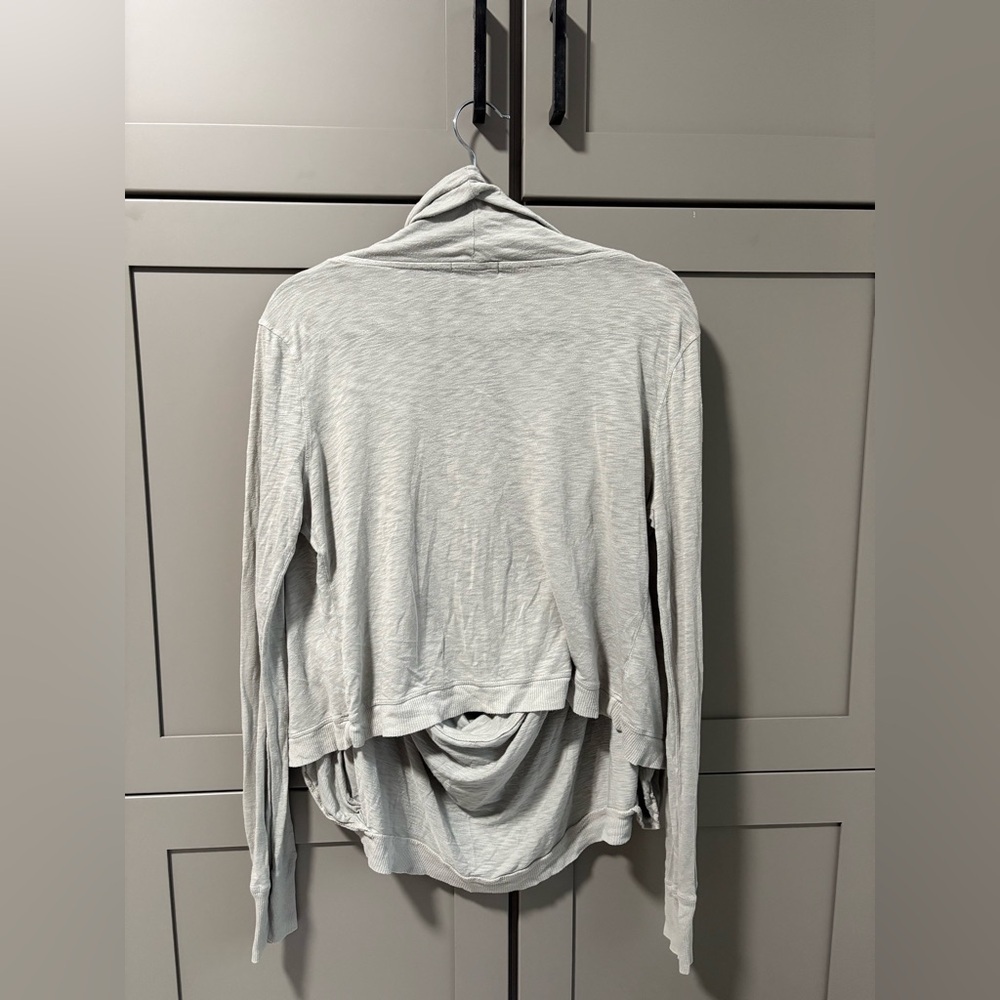 LA Made Draped Shawl Cardigan Supima Cotton | Light Gray | Size M - Picture 7 of 13
